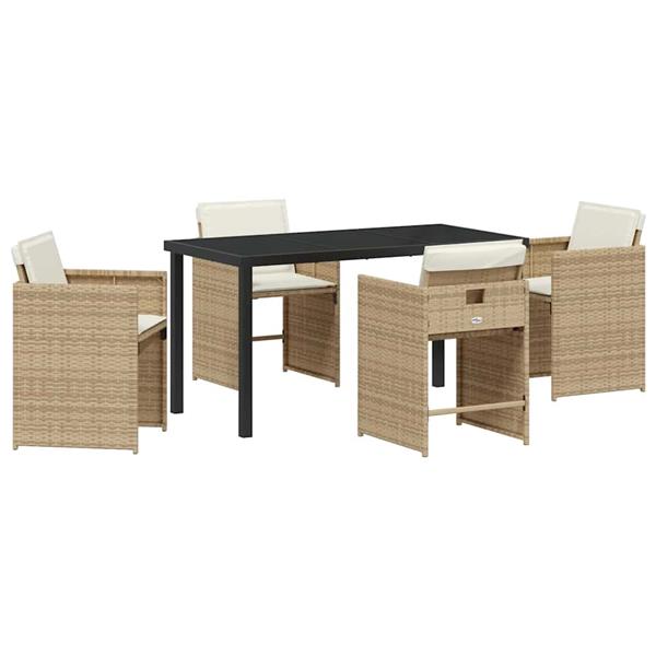 Grote foto vidaxl tuin eetset 5 pcs beige poly rattan tuin en terras tuinmeubelen
