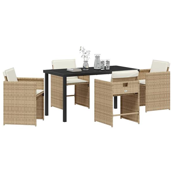 Grote foto vidaxl tuin eetset 5 pcs beige poly rattan tuin en terras tuinmeubelen