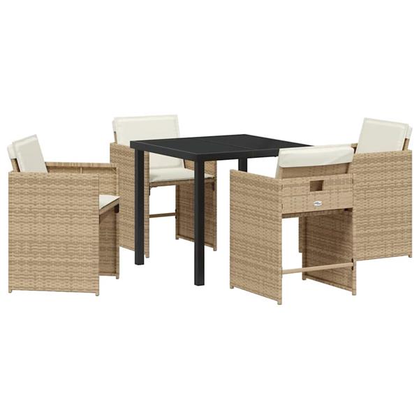 Grote foto vidaxl tuin eetset 5 pcs beige poly rattan tuin en terras tuinmeubelen