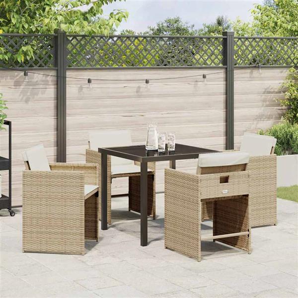 Grote foto vidaxl tuin eetset 5 pcs beige poly rattan tuin en terras tuinmeubelen