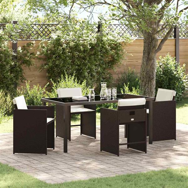 Grote foto vidaxl tuin eetset 5 pcs bruin poly rattan tuin en terras tuinmeubelen