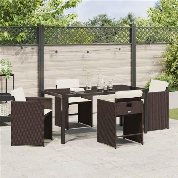 Grote foto vidaxl tuin eetset 5 pcs bruin poly rattan tuin en terras tuinmeubelen