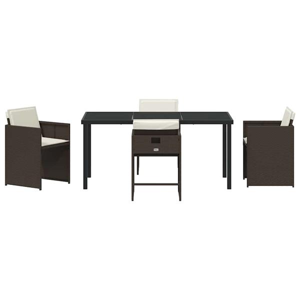 Grote foto vidaxl tuin eetset 5 pcs bruin poly rattan tuin en terras tuinmeubelen