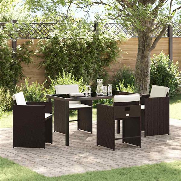 Grote foto vidaxl tuin eetset 5 pcs bruin poly rattan tuin en terras tuinmeubelen