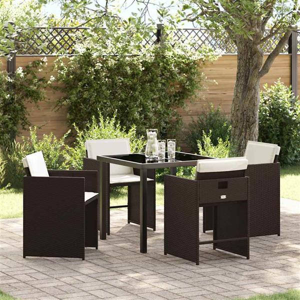 Grote foto vidaxl tuin eetset 5 pcs bruin poly rattan tuin en terras tuinmeubelen