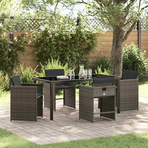 Grote foto vidaxl tuin eetset 5 pcs grijs poly rattan tuin en terras tuinmeubelen