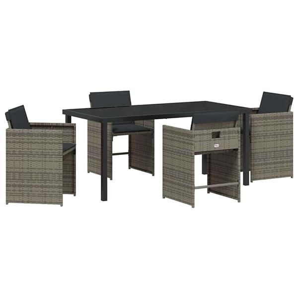 Grote foto vidaxl tuin eetset 5 pcs grijs poly rattan tuin en terras tuinmeubelen