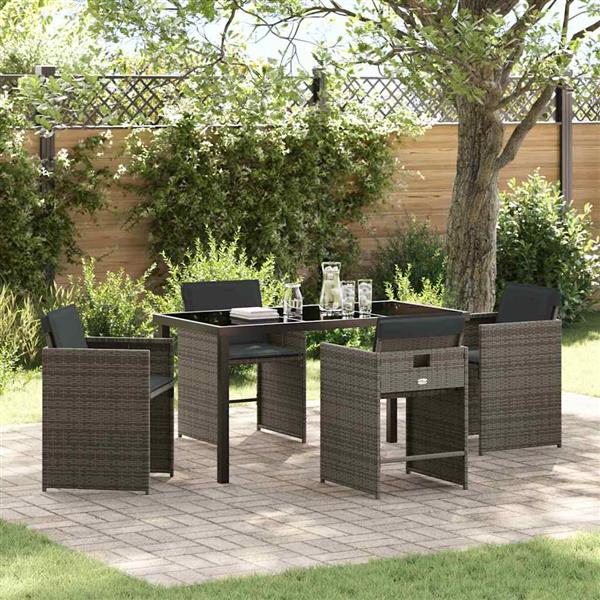 Grote foto vidaxl tuin eetset 5 pcs grijs poly rattan tuin en terras tuinmeubelen