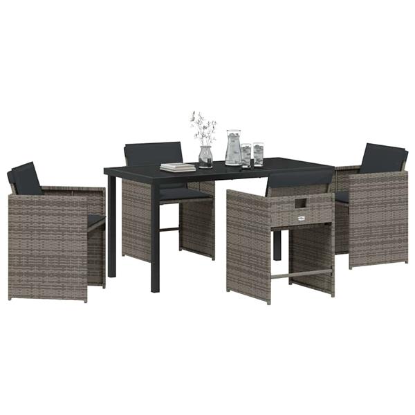 Grote foto vidaxl tuin eetset 5 pcs grijs poly rattan tuin en terras tuinmeubelen