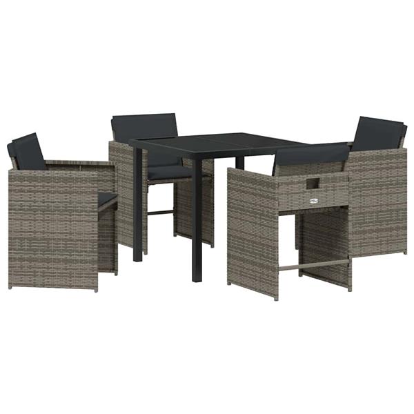 Grote foto vidaxl tuin eetset 5 pcs grijs poly rattan tuin en terras tuinmeubelen