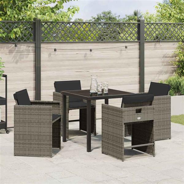 Grote foto vidaxl tuin eetset 5 pcs grijs poly rattan tuin en terras tuinmeubelen