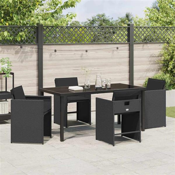 Grote foto vidaxl tuin eetset 5 pcs zwart poly rattan tuin en terras tuinmeubelen