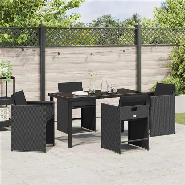 Grote foto vidaxl tuin eetset 5 pcs zwart poly rattan tuin en terras tuinmeubelen