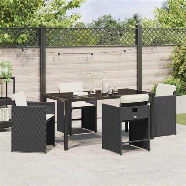 Grote foto vidaxl tuin eetset 5 pcs zwart poly rattan tuin en terras tuinmeubelen