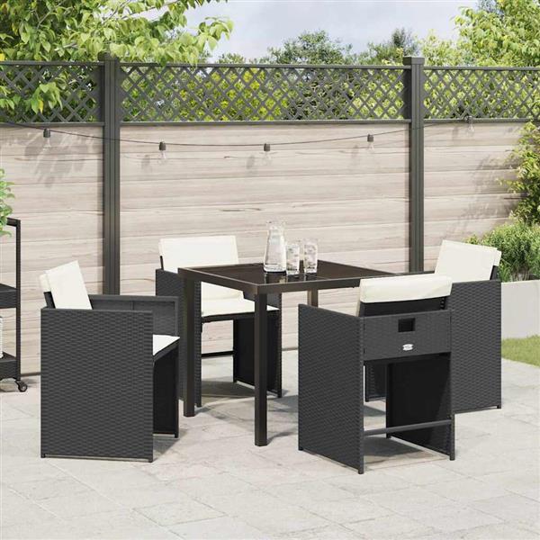 Grote foto vidaxl tuin eetset 5 pcs zwart poly rattan tuin en terras tuinmeubelen