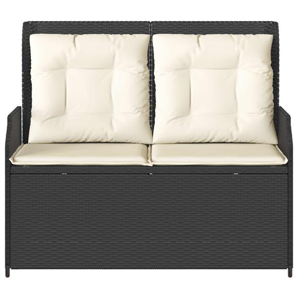 Grote foto vidaxl tuinbank met kussen zwart poly riet tuin en terras tuinmeubelen
