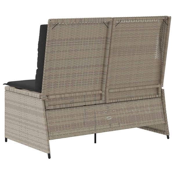 Grote foto vidaxl tuinbank met kussen lichtgrijs poly riet tuin en terras tuinmeubelen