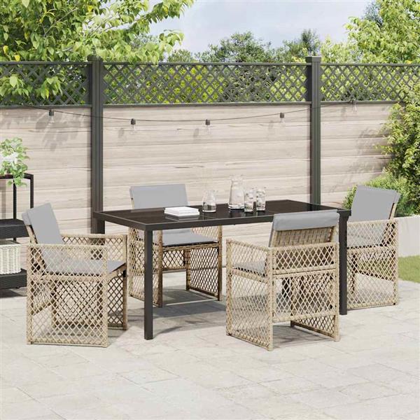 Grote foto vidaxl tuin eetset 5 pcs beige poly rattan tuin en terras tuinmeubelen