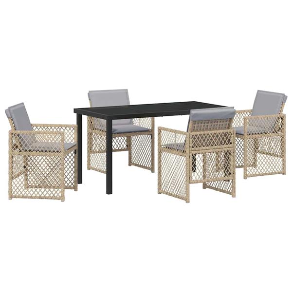 Grote foto vidaxl tuin eetset 5 pcs beige poly rattan tuin en terras tuinmeubelen