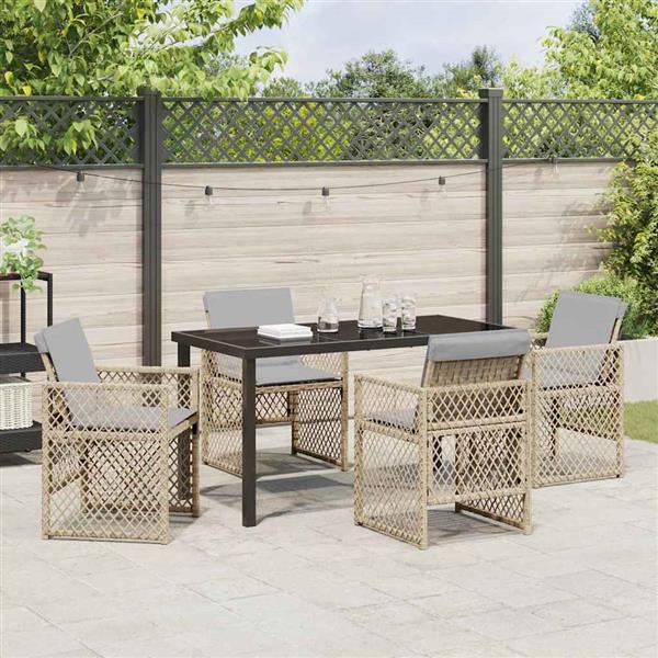 Grote foto vidaxl tuin eetset 5 pcs beige poly rattan tuin en terras tuinmeubelen
