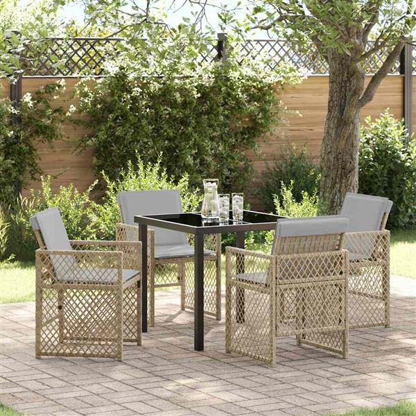Grote foto vidaxl tuin eetset 5 pcs beige poly rattan tuin en terras tuinmeubelen