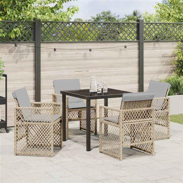 Grote foto vidaxl tuin eetset 5 pcs beige poly rattan tuin en terras tuinmeubelen