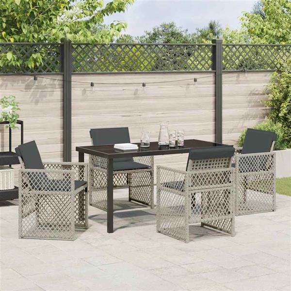 Grote foto vidaxl tuin eetset 5 pcs lichtgrijs poly rattan tuin en terras tuinmeubelen