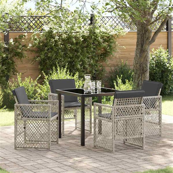 Grote foto vidaxl tuin eetset 5 pcs lichtgrijs poly rattan tuin en terras tuinmeubelen