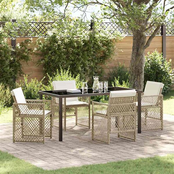 Grote foto vidaxl tuin eetset 5 pcs beige poly rattan tuin en terras tuinmeubelen