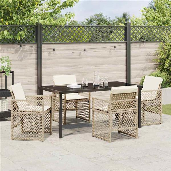 Grote foto vidaxl tuin eetset 5 pcs beige poly rattan tuin en terras tuinmeubelen