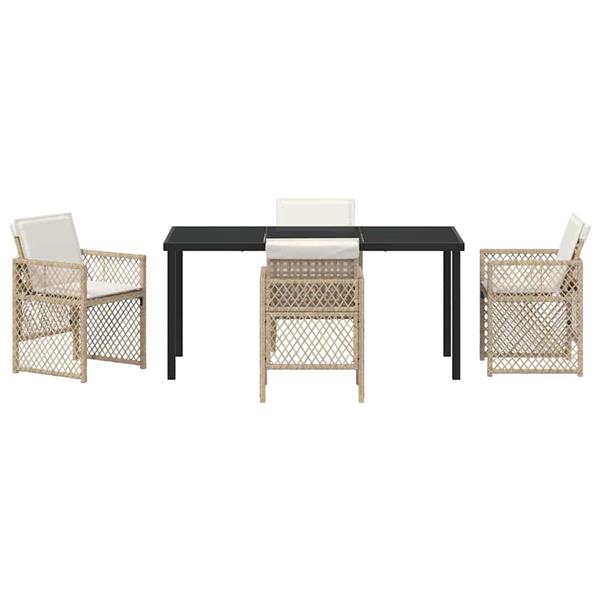 Grote foto vidaxl tuin eetset 5 pcs beige poly rattan tuin en terras tuinmeubelen