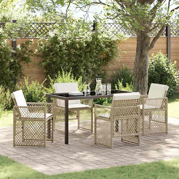 Grote foto vidaxl tuin eetset 5 pcs beige poly rattan tuin en terras tuinmeubelen