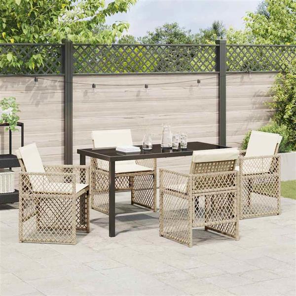 Grote foto vidaxl tuin eetset 5 pcs beige poly rattan tuin en terras tuinmeubelen