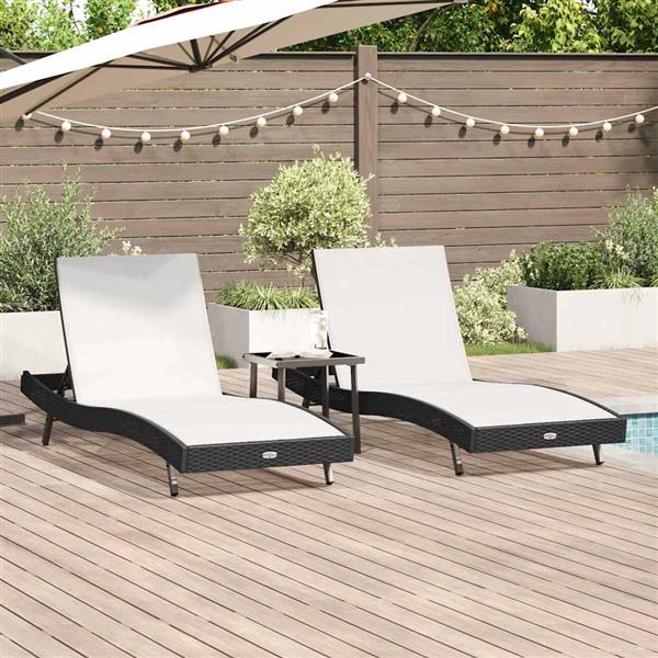 Grote foto vidaxl ligstoelen 3 pcs zwart en wit 40 x 40 x 40.5 cm poly rattan tuin en terras tuinmeubelen