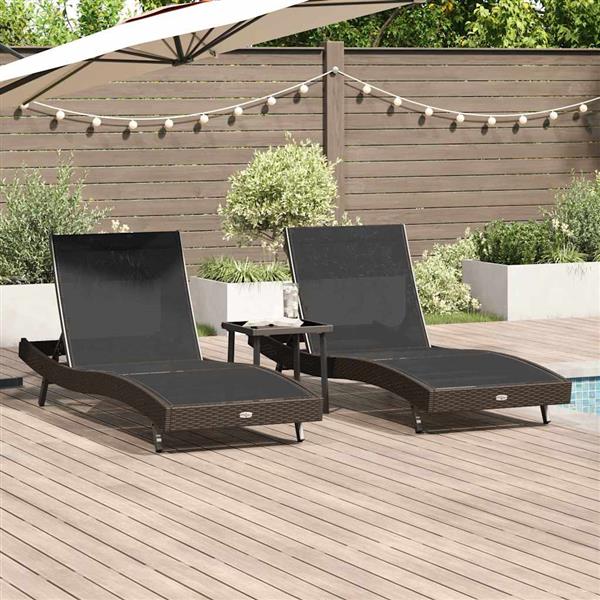Grote foto vidaxl ligstoelen 3 pcs bruin 40 x 40 x 40.5 cm poly rattan tuin en terras tuinmeubelen