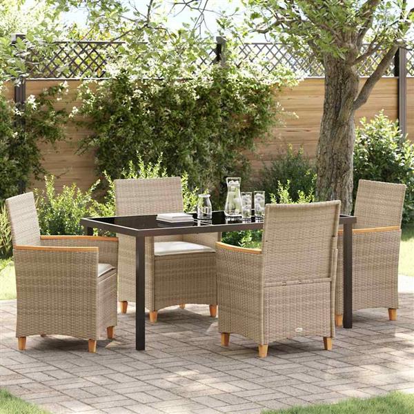 Grote foto vidaxl tuin eetset 5 pcs beige poly rattan tuin en terras tuinmeubelen