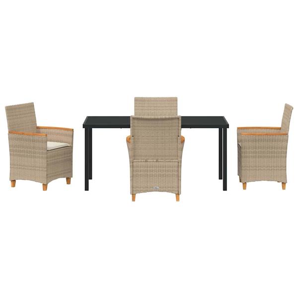Grote foto vidaxl tuin eetset 5 pcs beige poly rattan tuin en terras tuinmeubelen