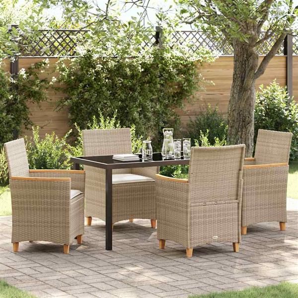 Grote foto vidaxl tuin eetset 5 pcs beige poly rattan tuin en terras tuinmeubelen