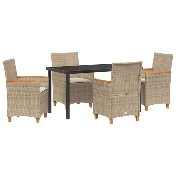Grote foto vidaxl tuin eetset 5 pcs beige poly rattan tuin en terras tuinmeubelen