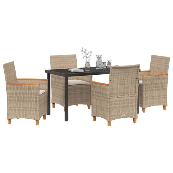 Grote foto vidaxl tuin eetset 5 pcs beige poly rattan tuin en terras tuinmeubelen
