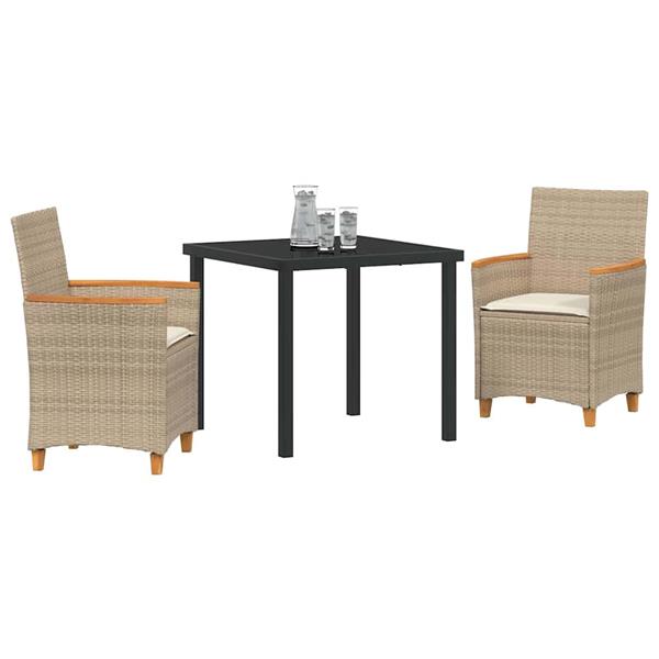 Grote foto vidaxl tuin eetset 3 pcs beige poly rattan tuin en terras tuinmeubelen