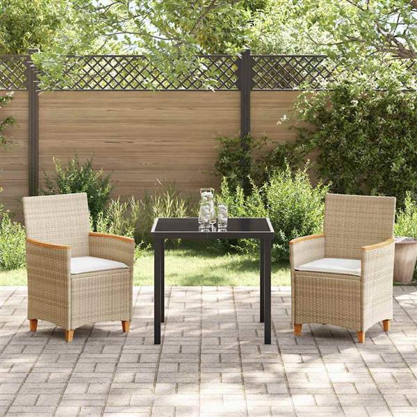 Grote foto vidaxl tuin eetset 3 pcs beige poly rattan tuin en terras tuinmeubelen