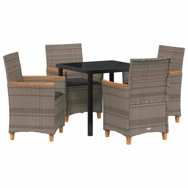 Grote foto vidaxl tuin eetset 5 pcs grijs poly rattan tuin en terras tuinmeubelen