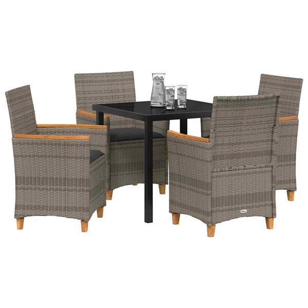 Grote foto vidaxl tuin eetset 5 pcs grijs poly rattan tuin en terras tuinmeubelen
