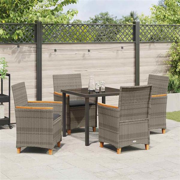 Grote foto vidaxl tuin eetset 5 pcs grijs poly rattan tuin en terras tuinmeubelen