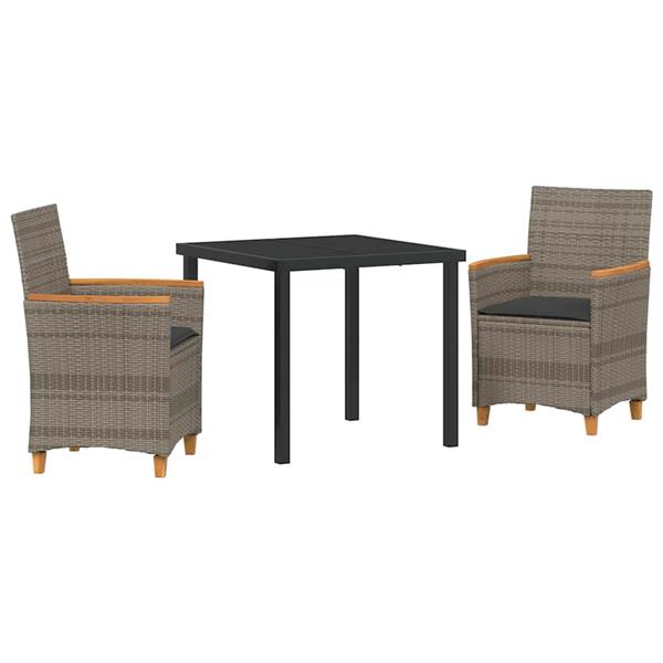 Grote foto vidaxl tuin eetset 3 pcs grijs poly rattan tuin en terras tuinmeubelen