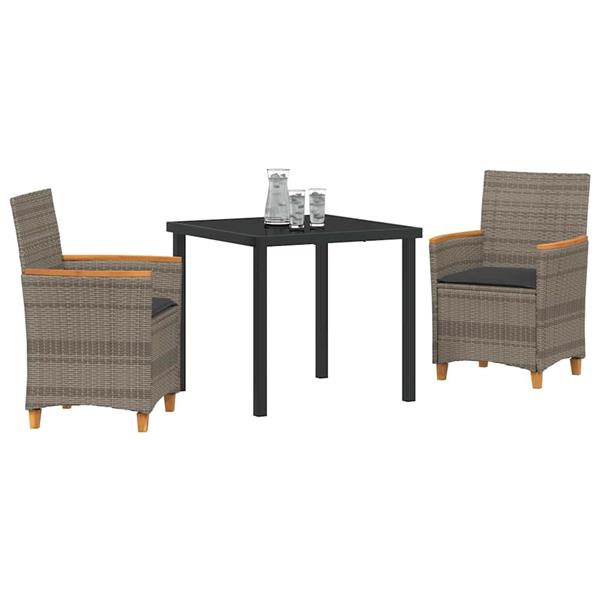 Grote foto vidaxl tuin eetset 3 pcs grijs poly rattan tuin en terras tuinmeubelen