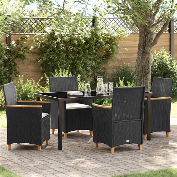 Grote foto vidaxl tuin eetset 5 pcs zwart poly rattan tuin en terras tuinmeubelen