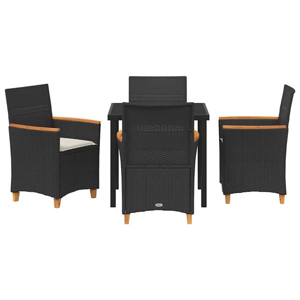 Grote foto vidaxl tuin eetset 5 pcs zwart poly rattan tuin en terras tuinmeubelen