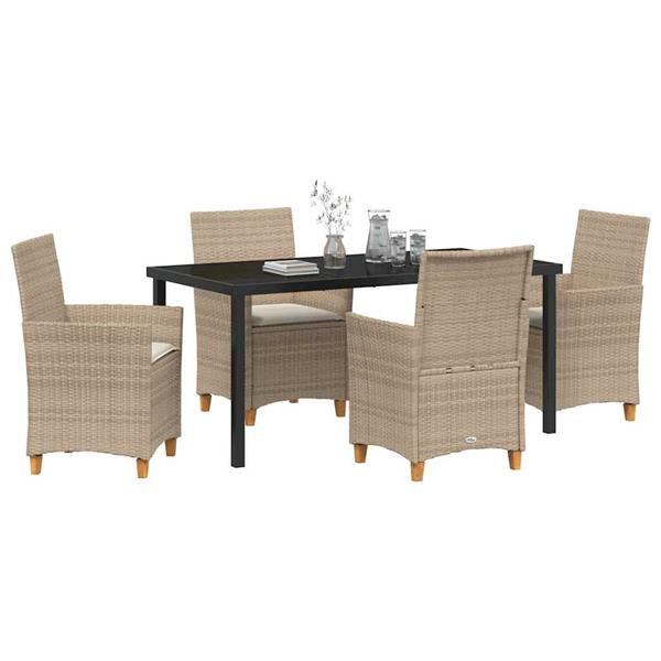 Grote foto vidaxl tuin eetset 5 pcs beige poly rattan tuin en terras tuinmeubelen